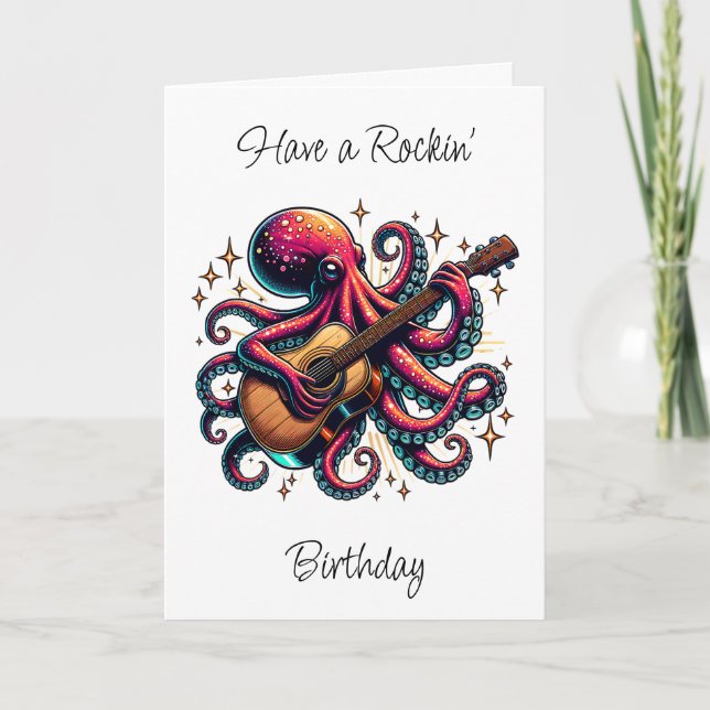 Octopus Rockin' Out to your Son's Birthday Karte (Vorderseite)