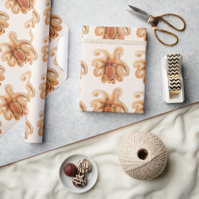 Octopus Salutii, Vintage Marine Aquatic Animals Geschenkpapier (Kunsthandwerk)