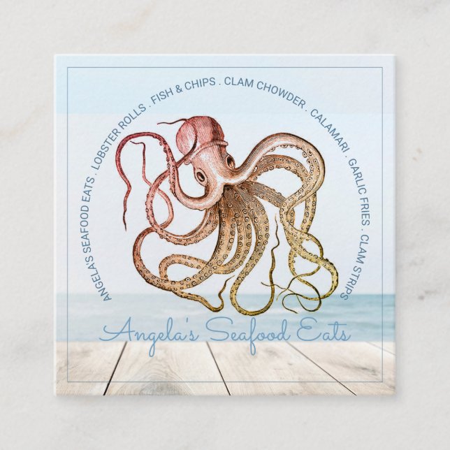 Octopus Sea Food LKW Quadratische Visitenkarte (Vorderseite)