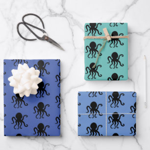 Octopus-Silhouette Geschenkpapier Set