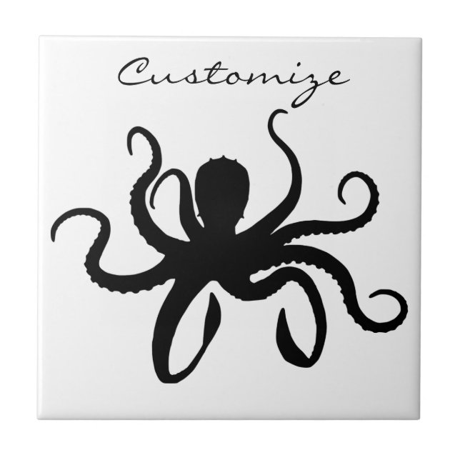 Octopus Silhouette Thunder_Cove Fliese (Vorderseite)