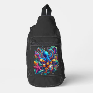 Octopus spielt Schlagzeug Percussion Sea Symphony Crossbody Bag