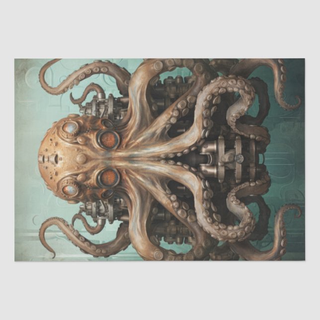 Octopus Steampunk Marine Life Aquatic Seidenpapier (Vorderseite)