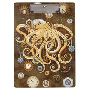 Octopus Steampunk Surreal Retro Style Machine Note Klemmbrett
