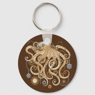 Octopus Steampunk Surreal Retro Style Machine  Schlüsselanhänger