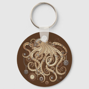 Octopus Steampunk Surreal Retro Style Machine Schlüsselanhänger