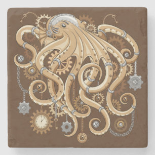Octopus Steampunk Surreal Retro Style Machine Steinuntersetzer