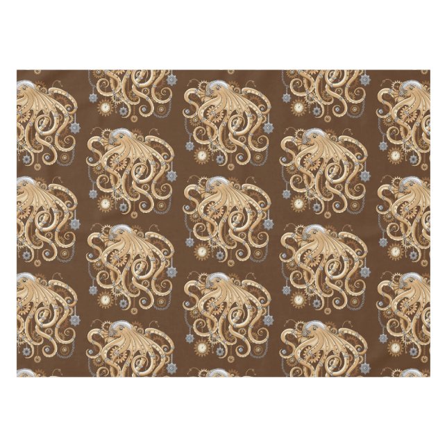 Octopus Steampunk Surreal Retro Style Machine  Tischdecke (Vorderseite (Horizontal))