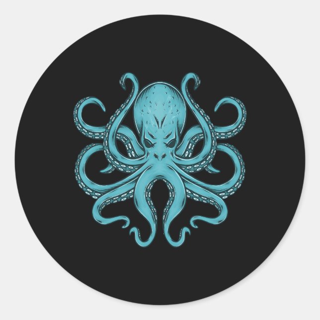 Octopus Stuff Kraken Ocean Blue Octopus Runder Aufkleber (Vorderseite)