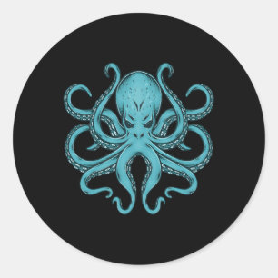 Octopus Stuff Kraken Ocean Blue Octopus Runder Aufkleber