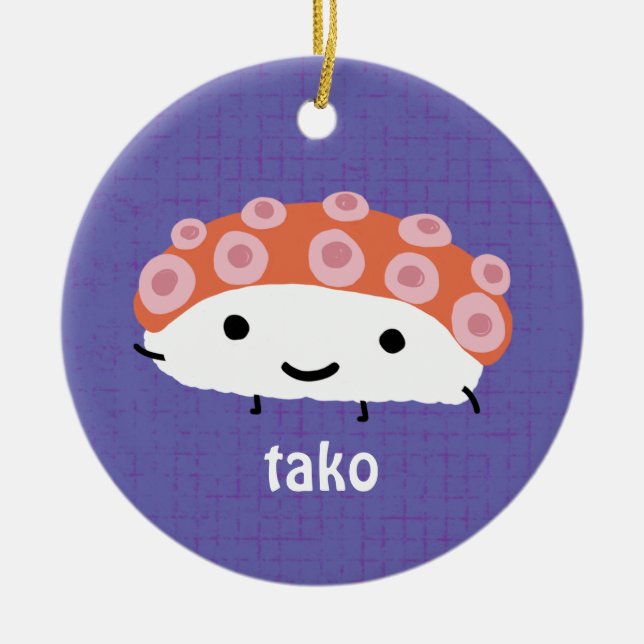 Octopus Sushi (tako) Niedlicher Kawaii Zeichentric Keramik Ornament (Vorne)