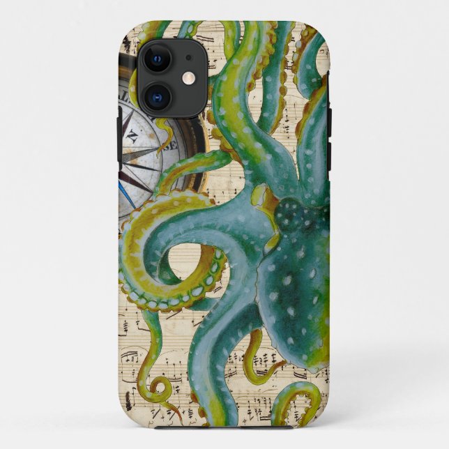 Octopus Tentacles Compass Music Case-Mate iPhone Hülle (Rückseite)
