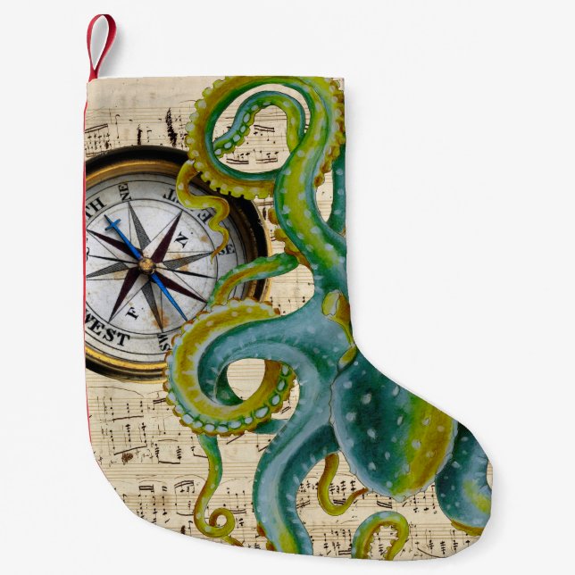 Octopus Tentacles Compass Music Kleiner Weihnachtsstrumpf (Vorderseite)
