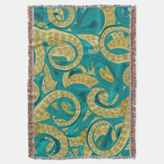Octopus Throw Blanket Art Design Decke (Vorderseite Vertikal)