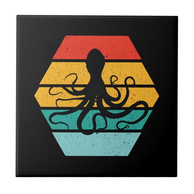 Octopus Tintenfisch Sea Kreatur Tentakeln Sonnenun Fliese (Vorderseite)