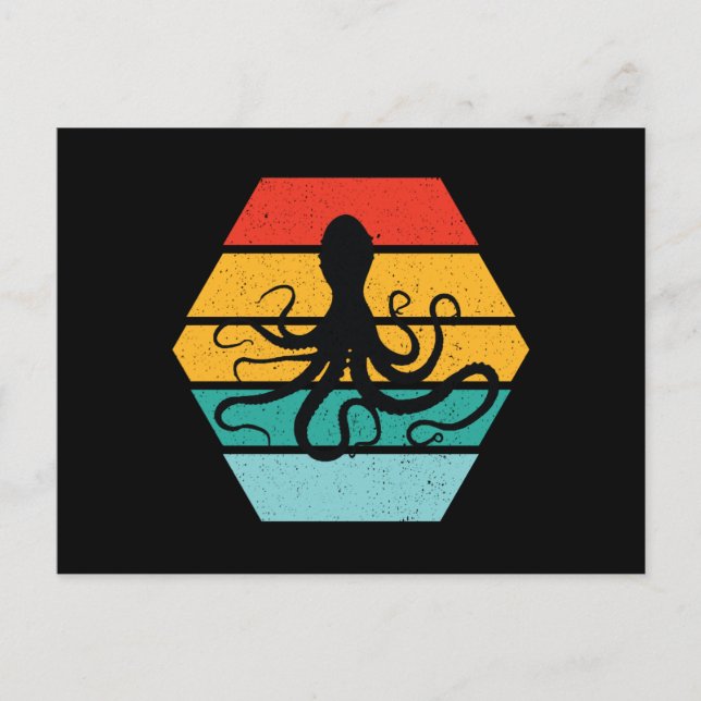 Octopus Tintenfisch Sea Kreatur Tentakeln Sonnenun Postkarte (Vorderseite)