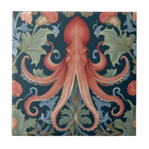 Octopus Tintenfisch Wilhelm Morris Stil Seefahrt