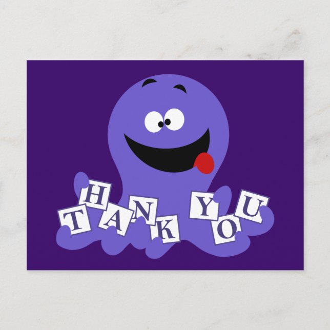 Octopus Vielen Dank Postkarte (Vorderseite)