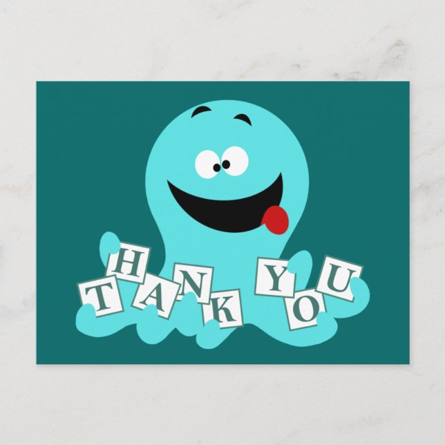 Octopus Vielen Dank Postkarte (Vorderseite)