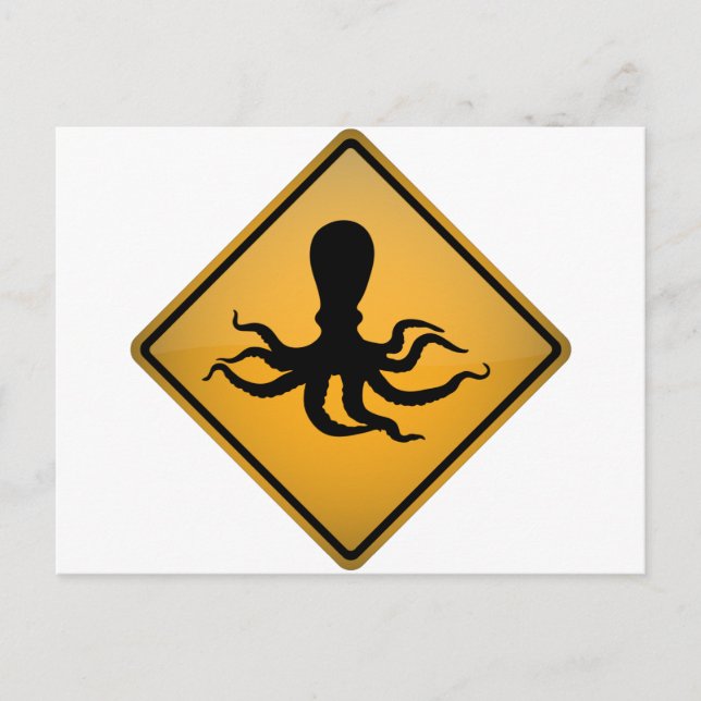 Octopus-Warnzeichen Postkarte (Vorderseite)