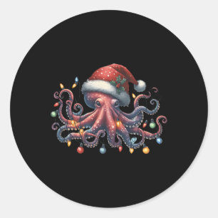 Octopus WeihnachtsLICHT Octopus Animus Runder Aufkleber