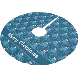 Octopus Weihnachtsmannmütze Blue Christmas Polyester Weihnachtsbaumdecke