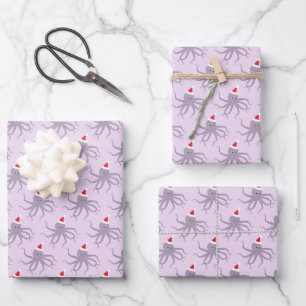 Octopus Weihnachtsmannmütze Lila Holiday Animal Ch Geschenkpapier Set