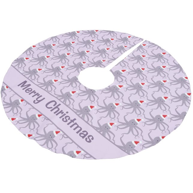 Octopus-Weihnachtsmannmütze Lila Weihnachten Polyester Weihnachtsbaumdecke (Schrägansicht)
