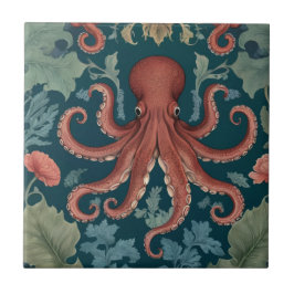 Octopus William Morris Stil Meeres Fliese