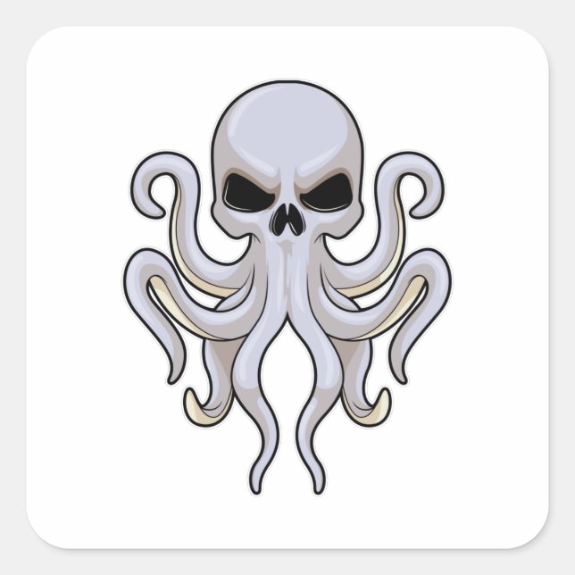 Octopus with 8 Arms & Skull Quadratischer Aufkleber (Vorderseite)
