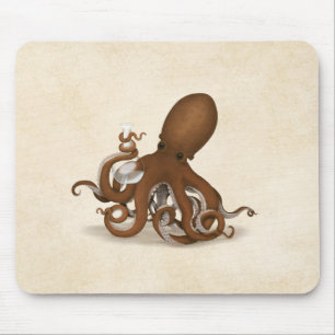 Octopus With Flask Steampunk Chemistry Science Mousepad