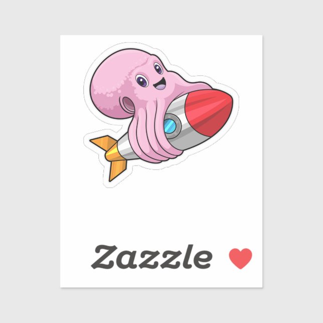 Octopus with Rocket Aufkleber (Blatt)