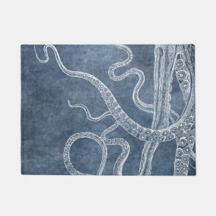 Octopus - Zweifarbiges Blau verblasstes Denim Wass Fußmatte