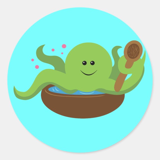 Octopussuppe Runder Aufkleber (Vorderseite)