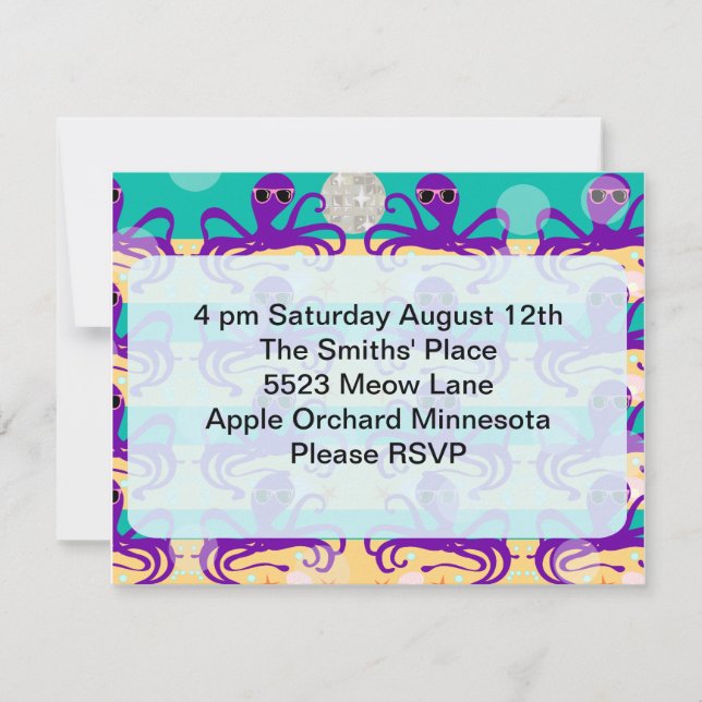 Octupus Octo fêté Invitation horaire (Devant)