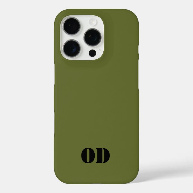 OD green custom monogram personalized iPhone 16 Pro Hülle (Rückseite)