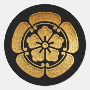 Oda Kamon Gokani Karahana in Gold Runder Aufkleber
