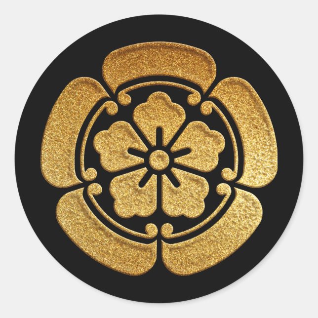 Oda Kamon Gokani Karahana in Gold Runder Aufkleber (Vorderseite)