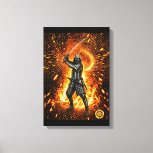 Oda Nobunaga Samurai-Rüstung Feuer 12x18 Leinwanddruck