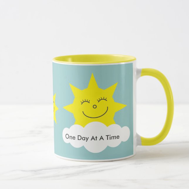 ODAAT gelbe Wecker-Tasse glücklicher Sonnen Tasse (Rechts)