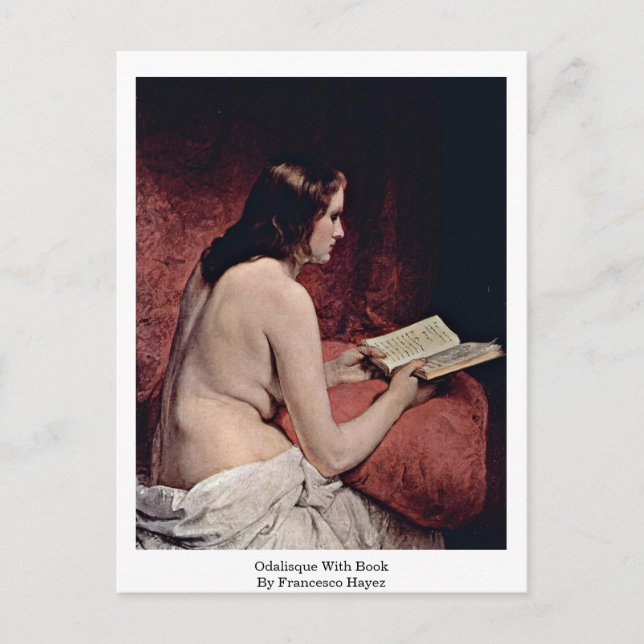 Odalisque mit Buch von Francesco Hayez Postkarte (Vorderseite)