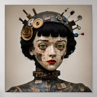 Odd Doll Surrealist AI-Bild 006 P Poster