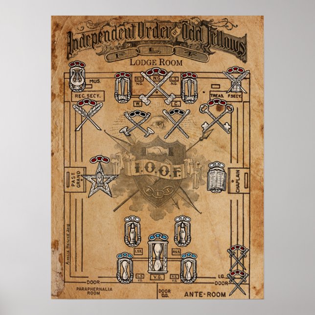 Odd Fellows Lodge Jewel Chart Poster (Vorne)