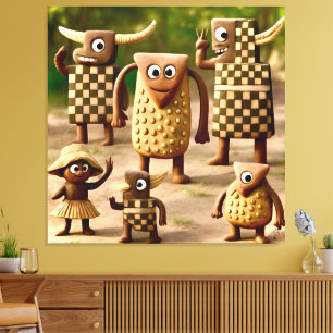 Odd Friends - Forest Schachbrett & Dots Clan Poste Leinwanddruck