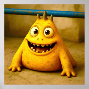 Odd Friends - Happy Yellow Monster Poster