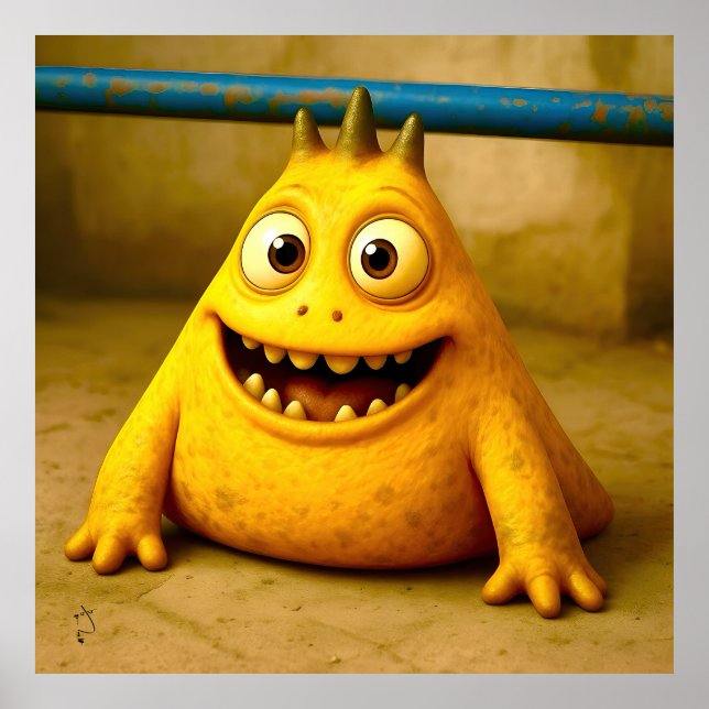Odd Friends - Happy Yellow Monster Poster (Vorne)