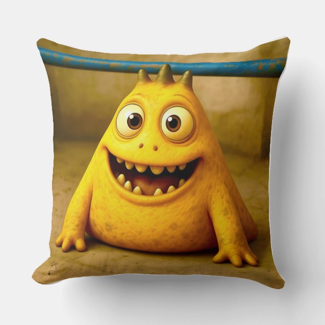 Odd Friends - Happy Yellow Monster Poster Kissen (Vorderseite)