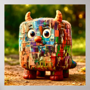 Odd Friends - Patchwork Cube Monster Poster