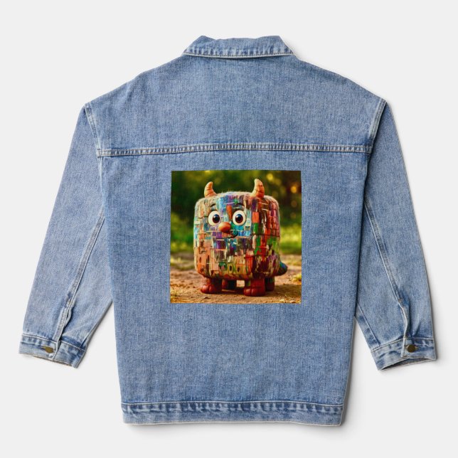 Odd Friends - Patchwork Cube Monster Poster Jeansjacke (Rückseite)