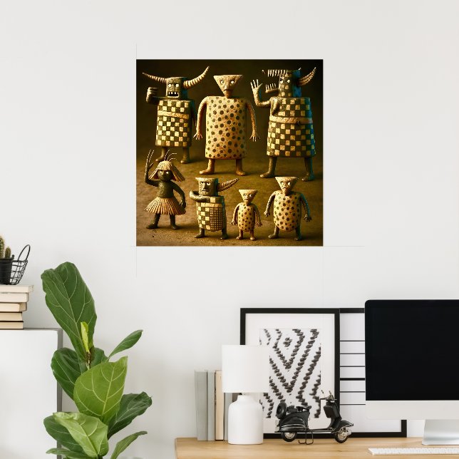 Odd Friends - Tribal Schachbrett & Dots Poster (Heimbüro)